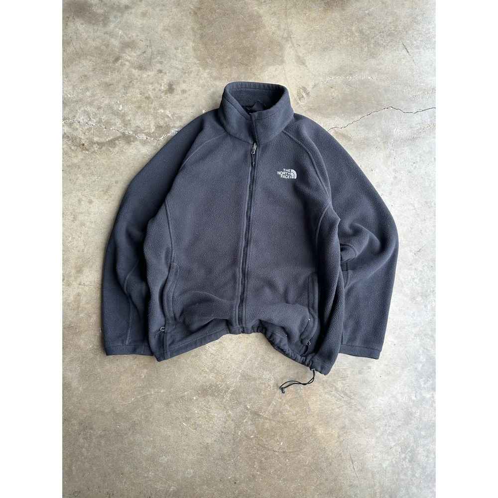 The North Face Mens Sz L Gray Full Zip Fleece Jacket Zip Pockets Warm Softshell